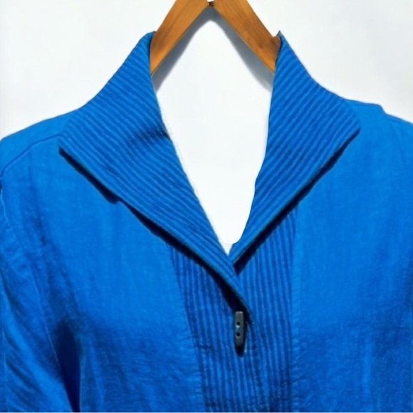 🌻Mill Valley Blue Linen Lagenlook Oversized Minimalist Blocked Sailor Shirt M - Picture 2 of 8